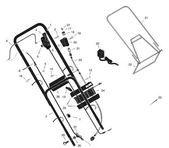 Handle Assembly Diagram and Parts List for 228670X31A 2001 Briggs and Stratton Lawn Mower